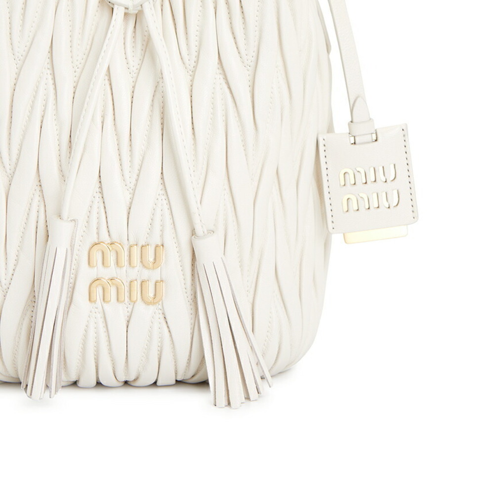 Miu Miu Matelasse leather bucket Shoulder bag White - Picture 8 of 10